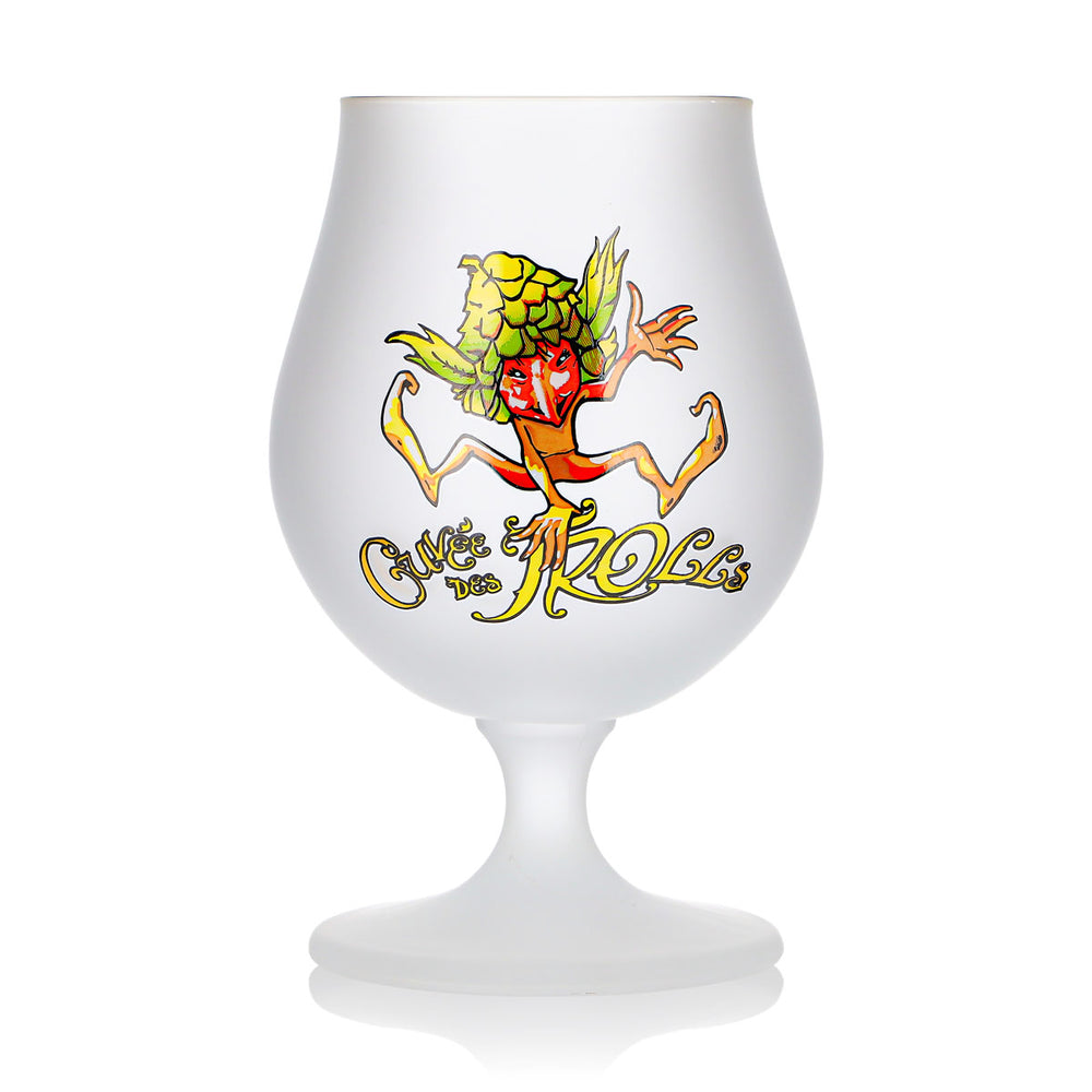 Cuvee des Trolls Beer Glass 0.25 L Tulip-Shaped with Frosted Troll Logo Beer Glass, Goblet