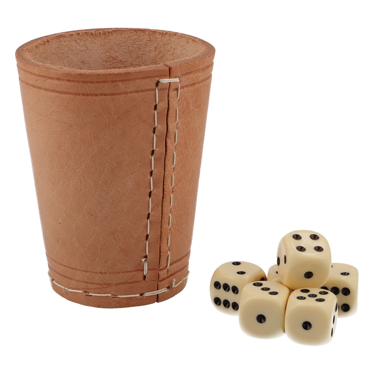 Dithmarscher beer dice cup with 6 dice, party game, genuine leather – View 2