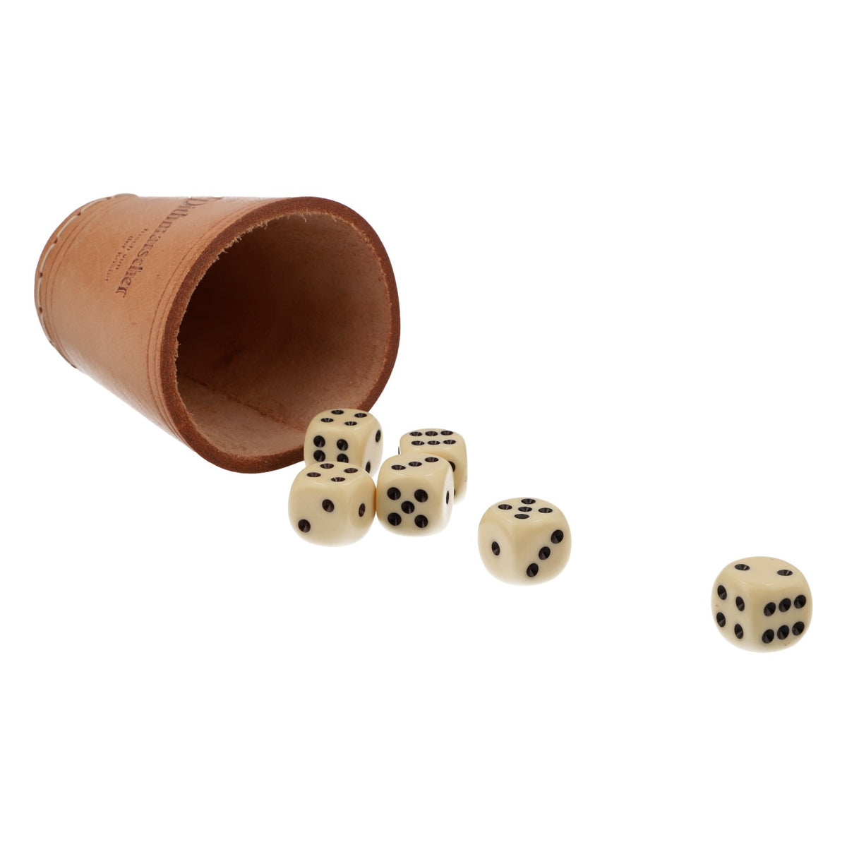 Dithmarscher beer dice cup with 6 dice, party game, genuine leather – View 3