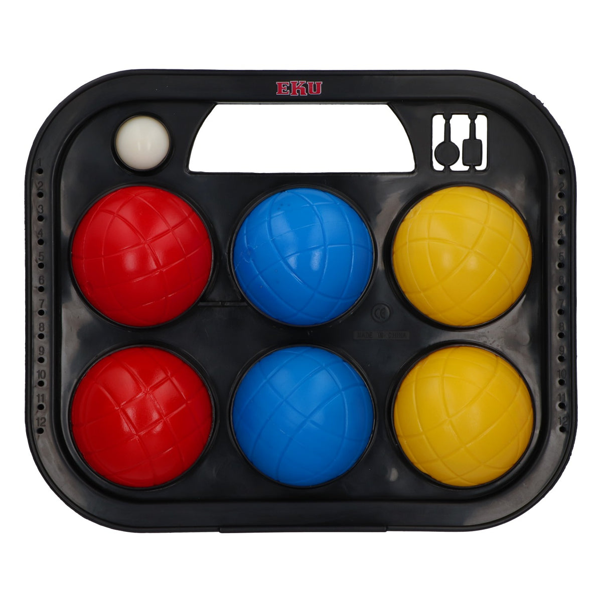 Eku Beer Bocce Set – Outdoor Game with Carrying Basket & 6 Colorful Plastic Balls