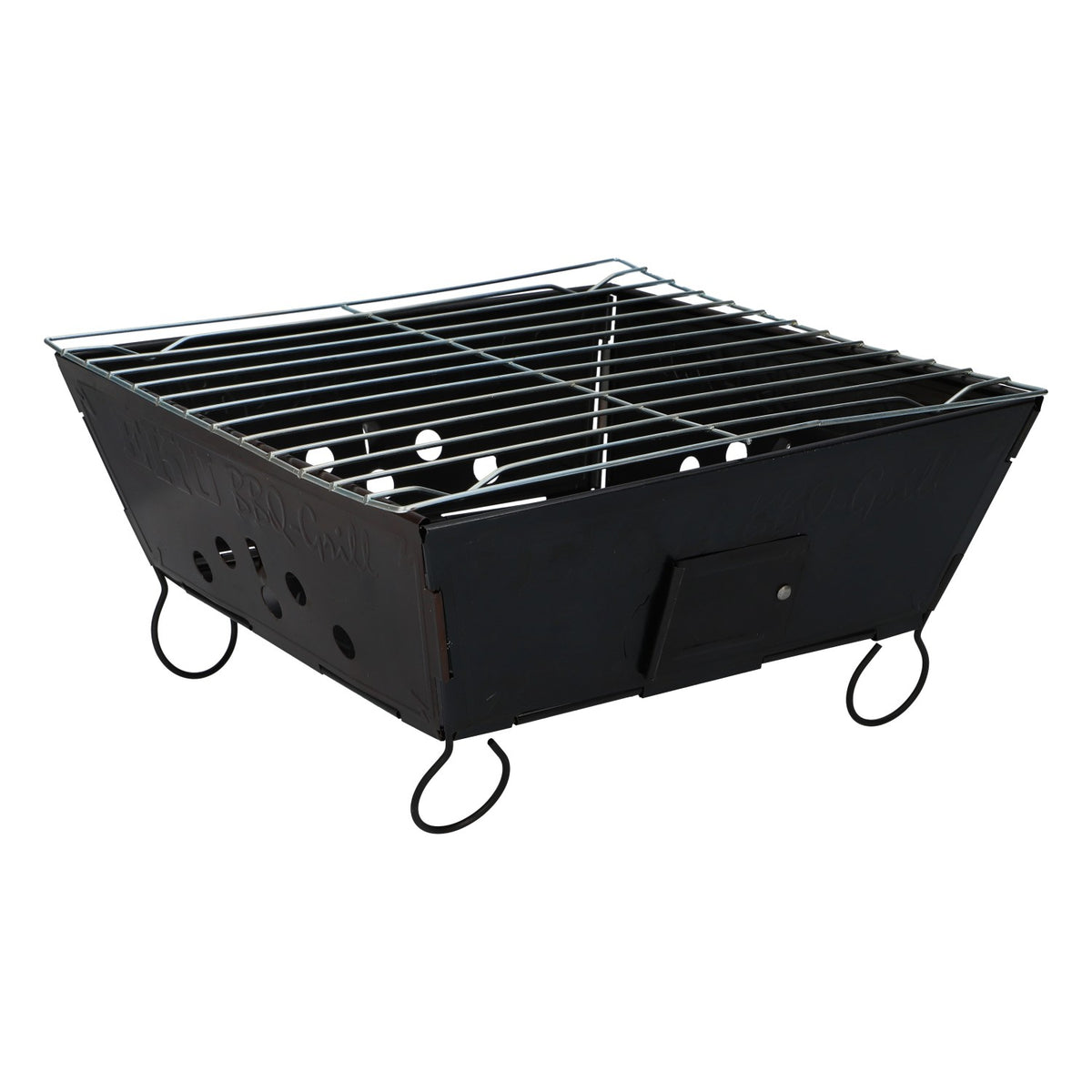 Eku Beer Grill Compact Foldable Portable BBQ Grill, Black Metal, Camping