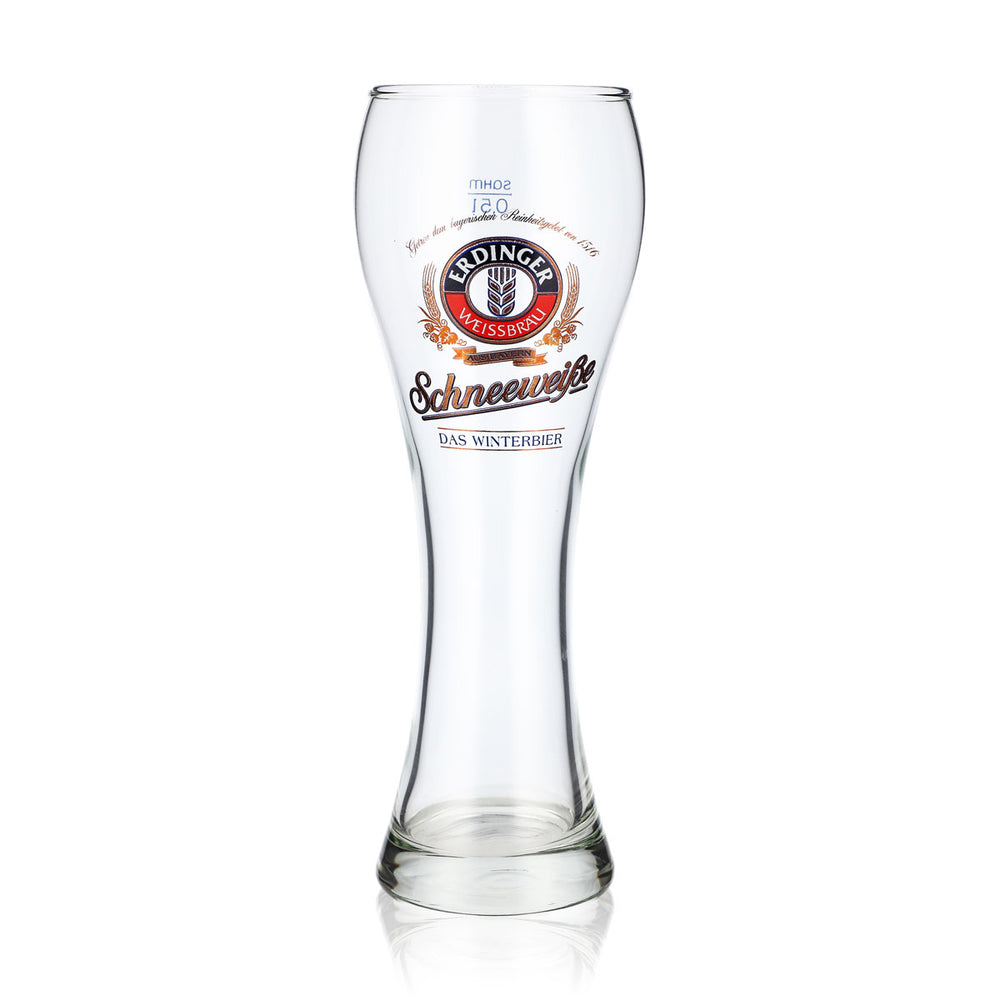 Erdinger Weissbräu Beer Glass, 0.5 L, Wheat Beer Glass, "Schneeweiße" (Snow-White), The Winter Beer "Sahm"