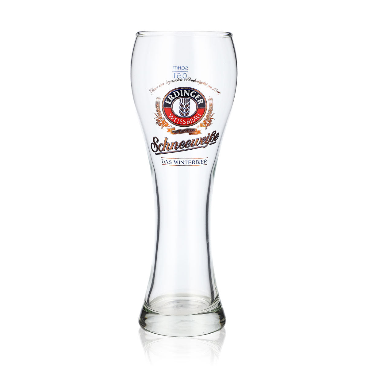 Erdinger Weissbräu Beer Glass, 0.5 L, Wheat Beer Glass, "Schneeweiße" (Snow-White), The Winter Beer "Sahm"