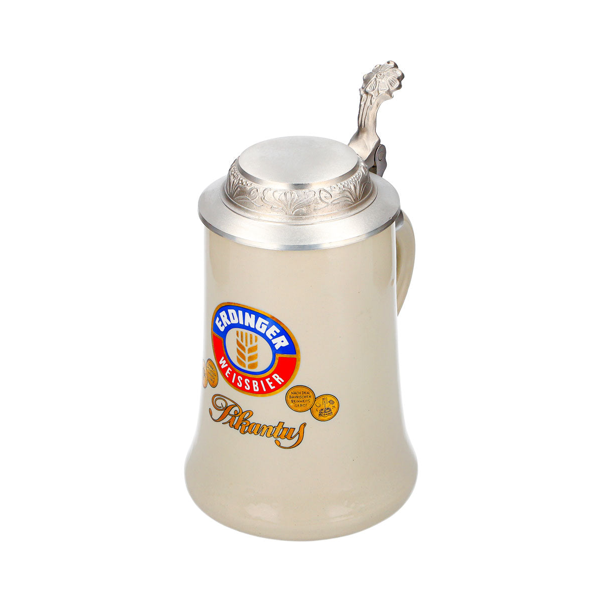 Erdinger Weissbräu Beer Glass Clay Mug, 0.5 L, with Pewter Lid, Pikantus Clay Cream – View 6