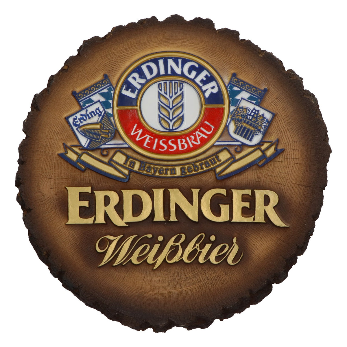 Erdinger Weissbräu Wall Decoration: Tree Trunk-Shaped Beer Coaster, Plastic