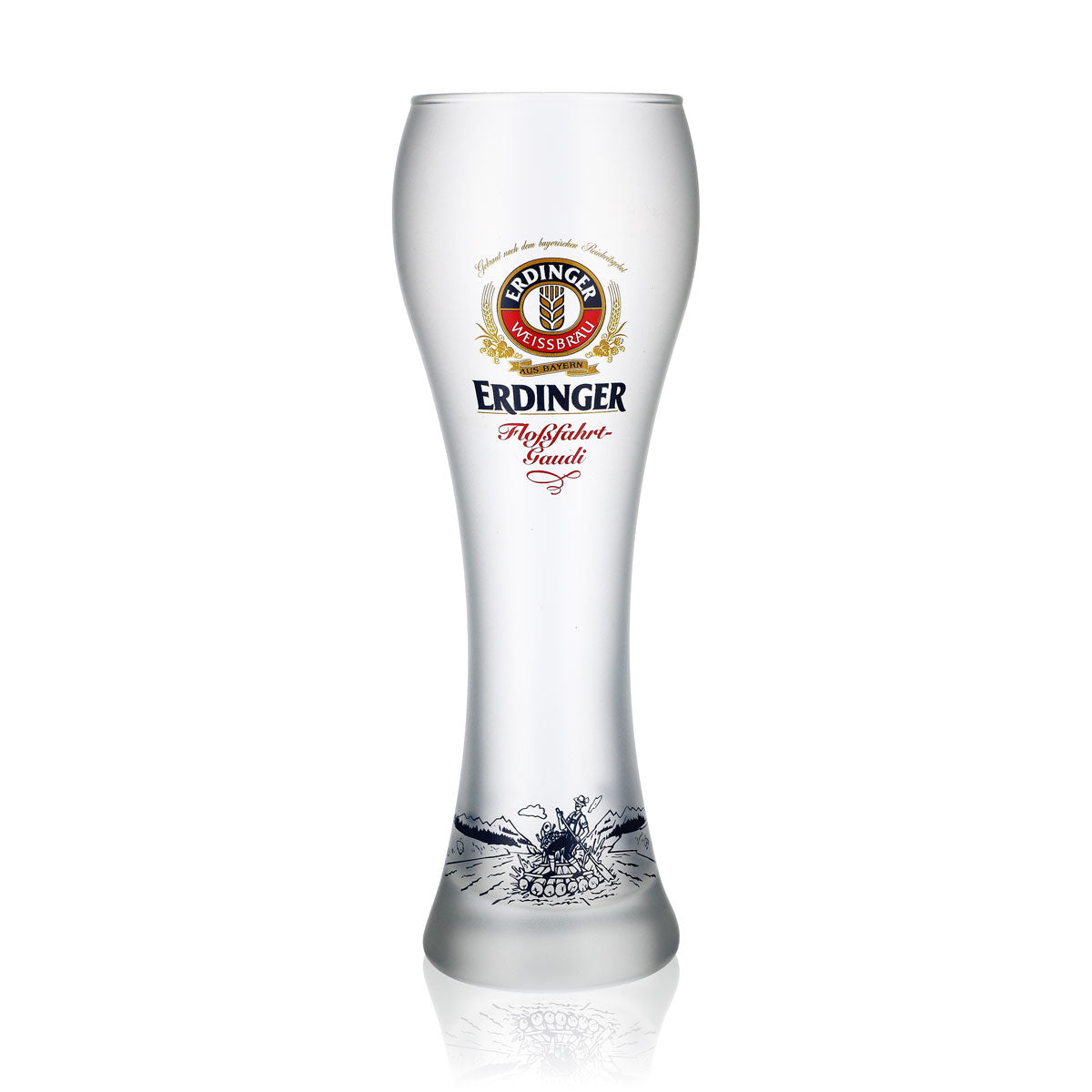 Erdinger wheat beer glass 0.5 l, matte "Floßfahrt-Gaudi" beer glasses, satin white