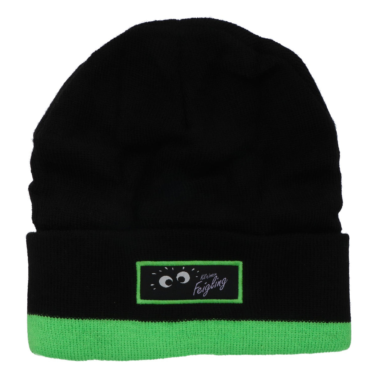 Feigling liqueur Knitted hat Winter hat Fleece hat Black with green trim