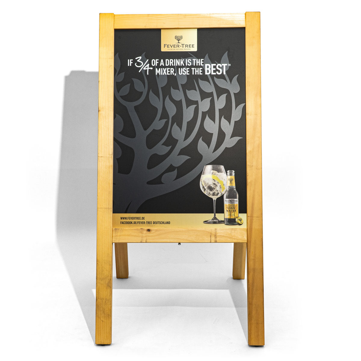 Fever Tree A-frame display stand, wooden frame, chalkboard, restaurant sign – View 2