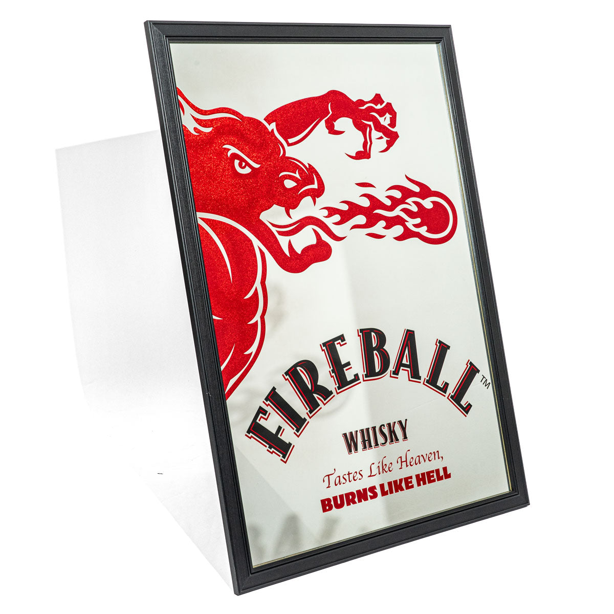 Fireball Mirror Wall Decoration Dragon Motif With Frame 103x73cm Bar Pub