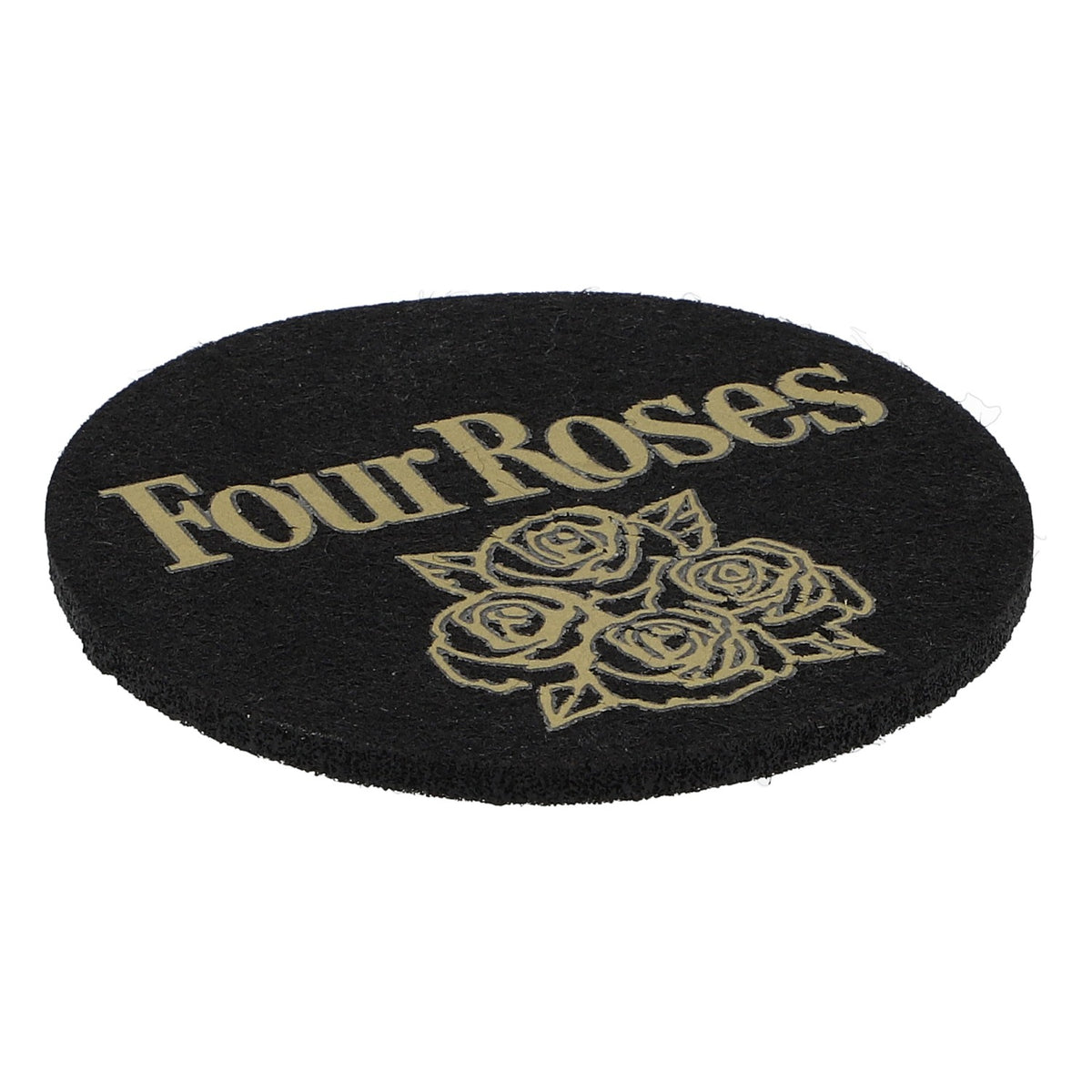 Four Roses Whiskey Felt Coaster Glass Coaster Black 6.2 cm Diameter "Four Roses" with Logo