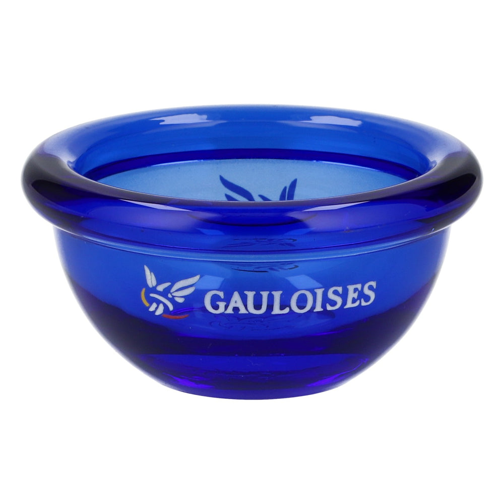 Gauloises Glass Ashtray with MINI Logo, Round, Blue – Bar Accessory, Collectible