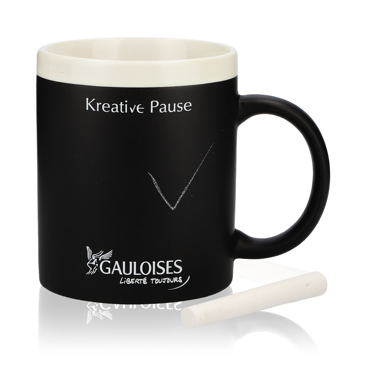 Gauloises Cigarettes Glass 0.31l Cup Mug Black for Writing with Chalk – View 5