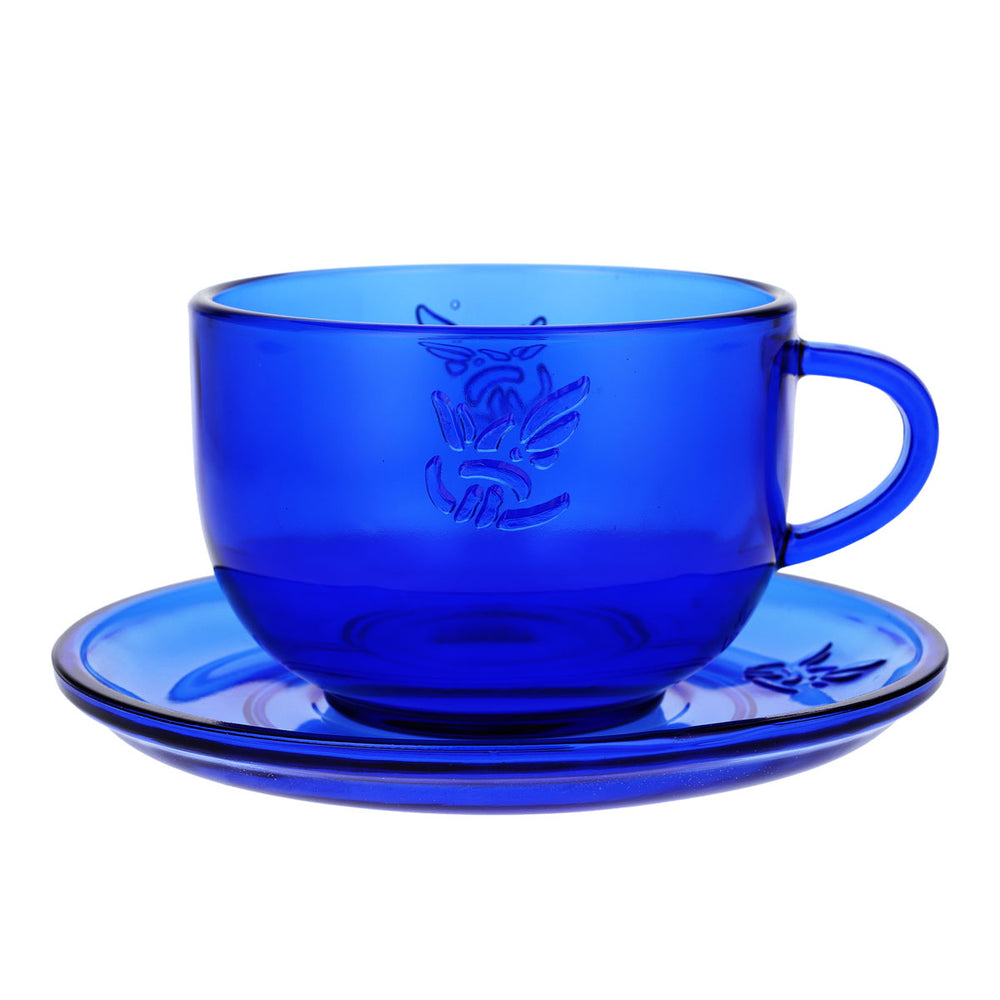 Gauloises Cigarettes Glass Coffee Cup Tea Cup with Saucer 2-Piece Set