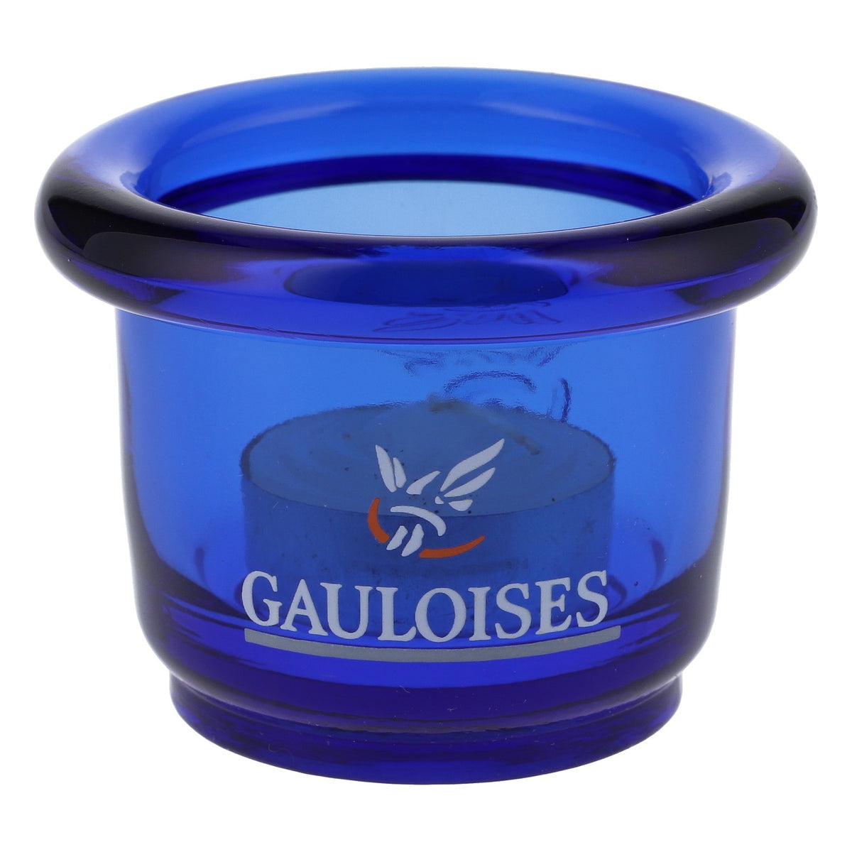 Gauloises Cigarettes Glass Lantern Tealight Holder Round Blue Small Version