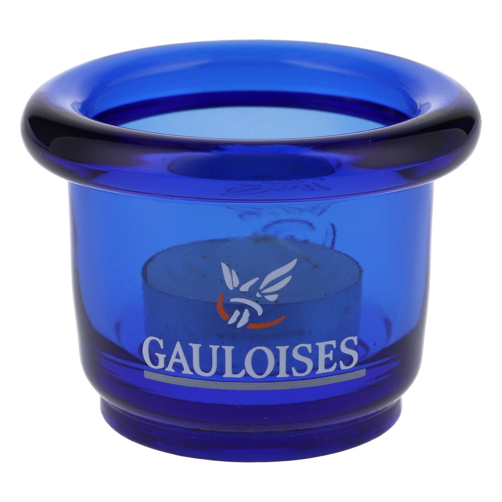 Gauloises Cigarettes Glass Lantern Tealight Holder Round Blue Small Version