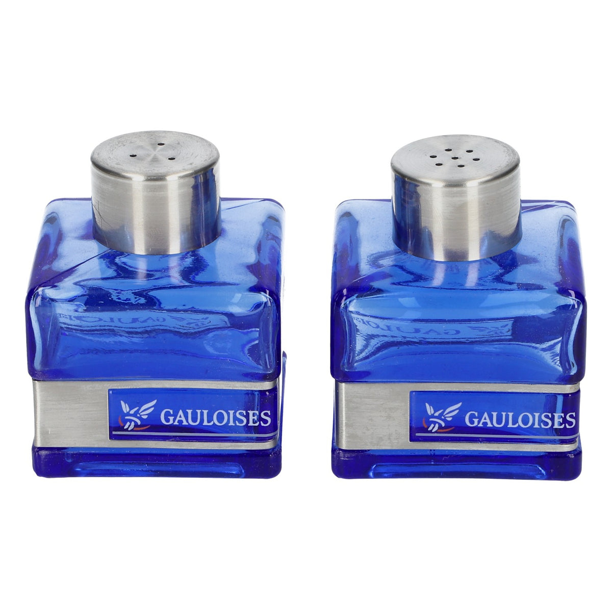 Gauloises cigarette salt/pepper shaker glass blue Bar accessories Kitchen accessories – View 2