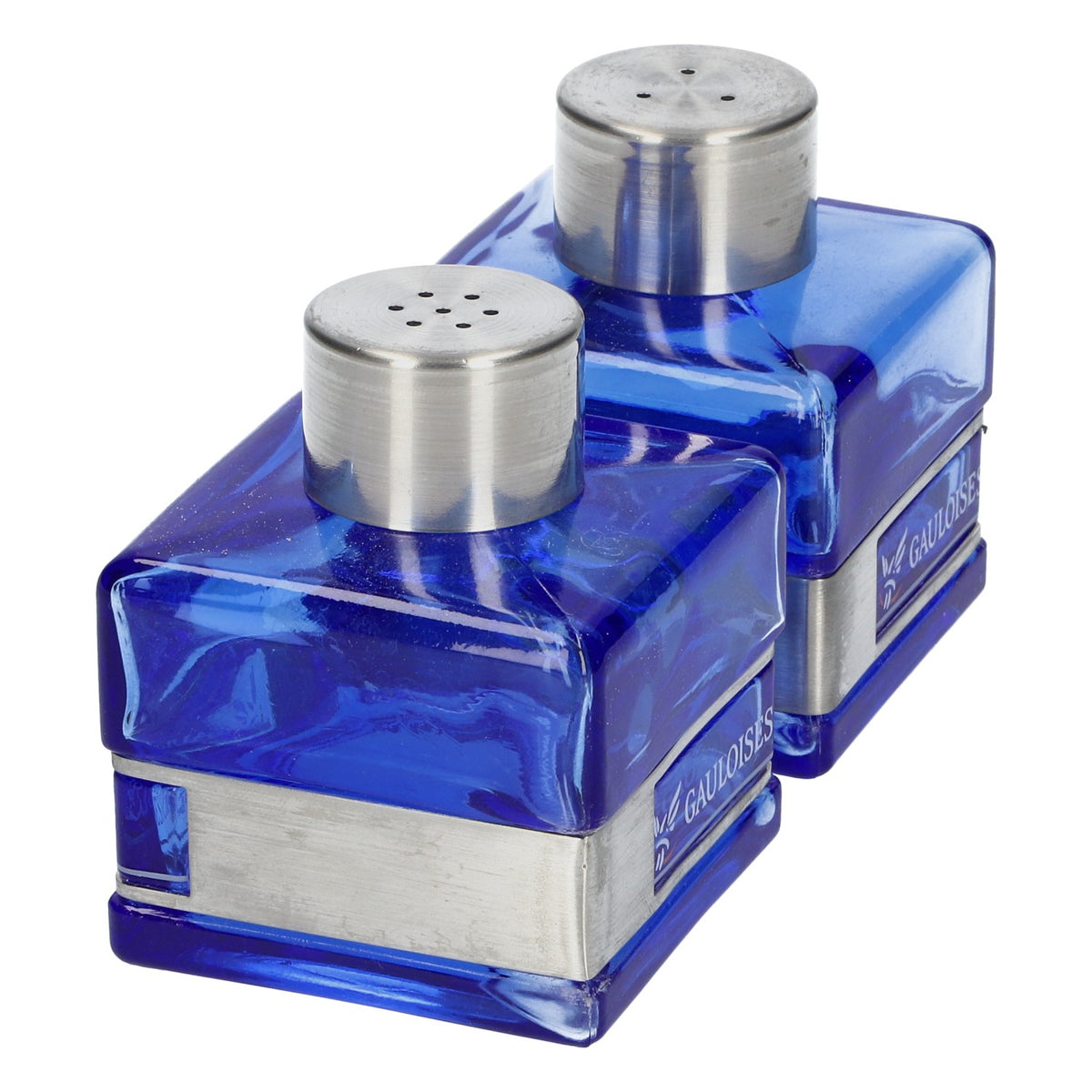 Gauloises cigarette salt/pepper shaker glass blue Bar accessories Kitchen accessories – View 3