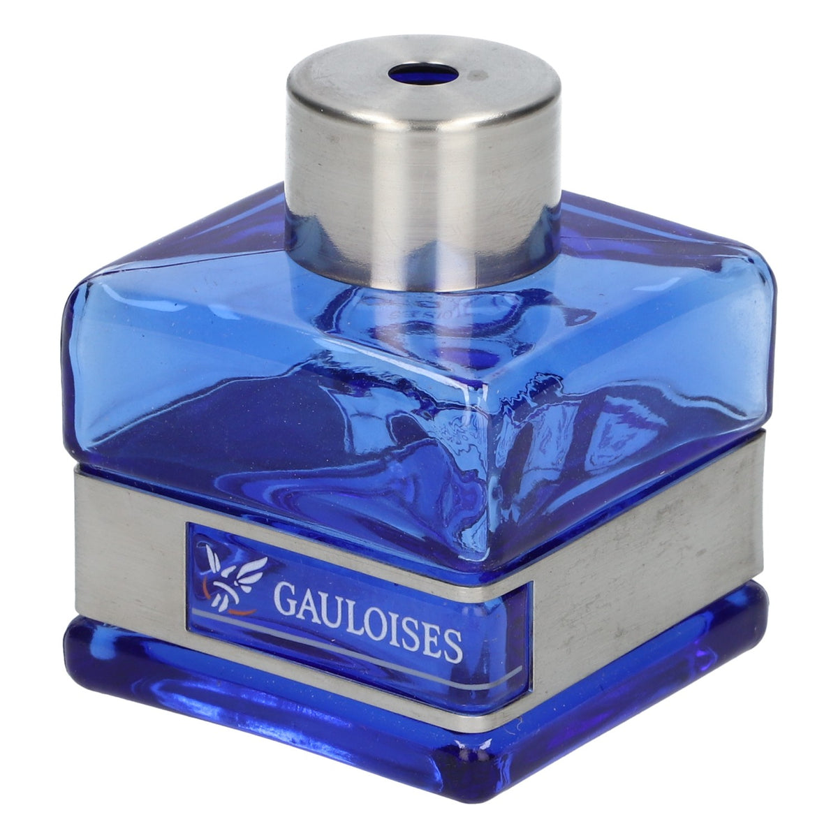 Gauloises cigarettes Sugar shaker Real glass blue with stainless steel trim