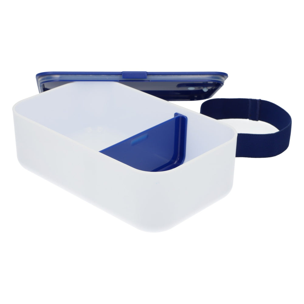 Gerolsteiner Lunchbox, Microwave-Safe, Blue and White, with Divider