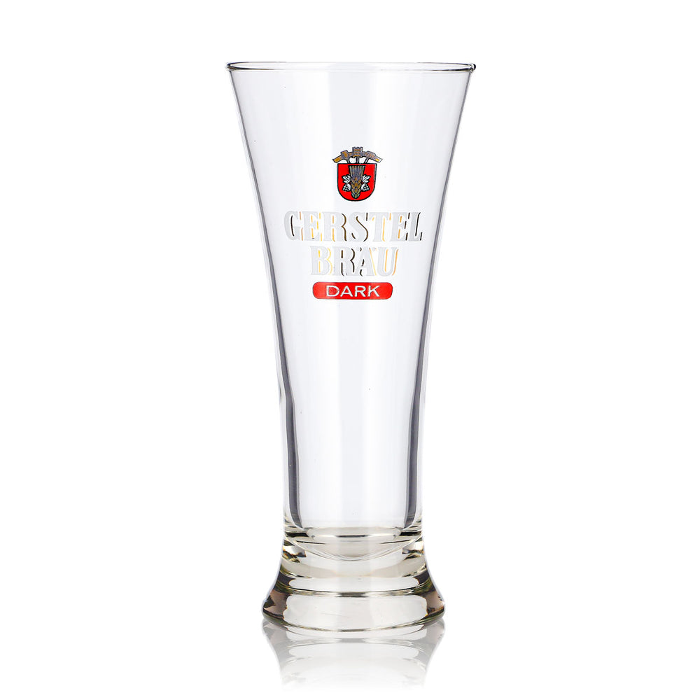Gerstel Bräu Beer Glass 0.32 L Long Drink, Red Logo, Dark Durabor
