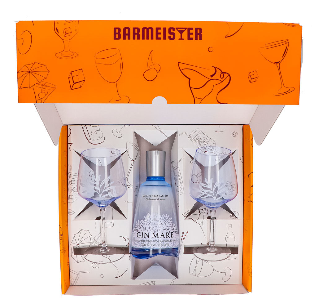 Gin Mare Gift Set 0.7L 42.7% + Balloon Glass Copa I Orange – View 3
