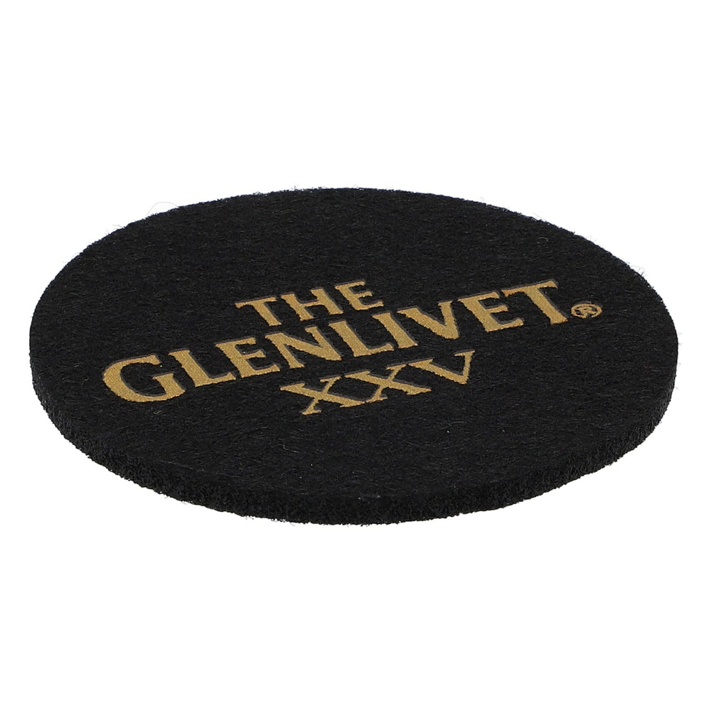 Glenlivet Whiskey Felt Coaster Glass Coaster Black 6.2 cm Diameter "Glenlivet XXV"