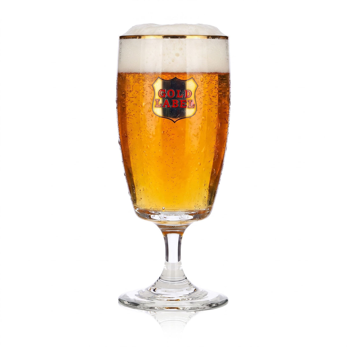 Gold Label Beer Glass, 0.24 L, Goblet Shape, Gold Rim, Gold Logo