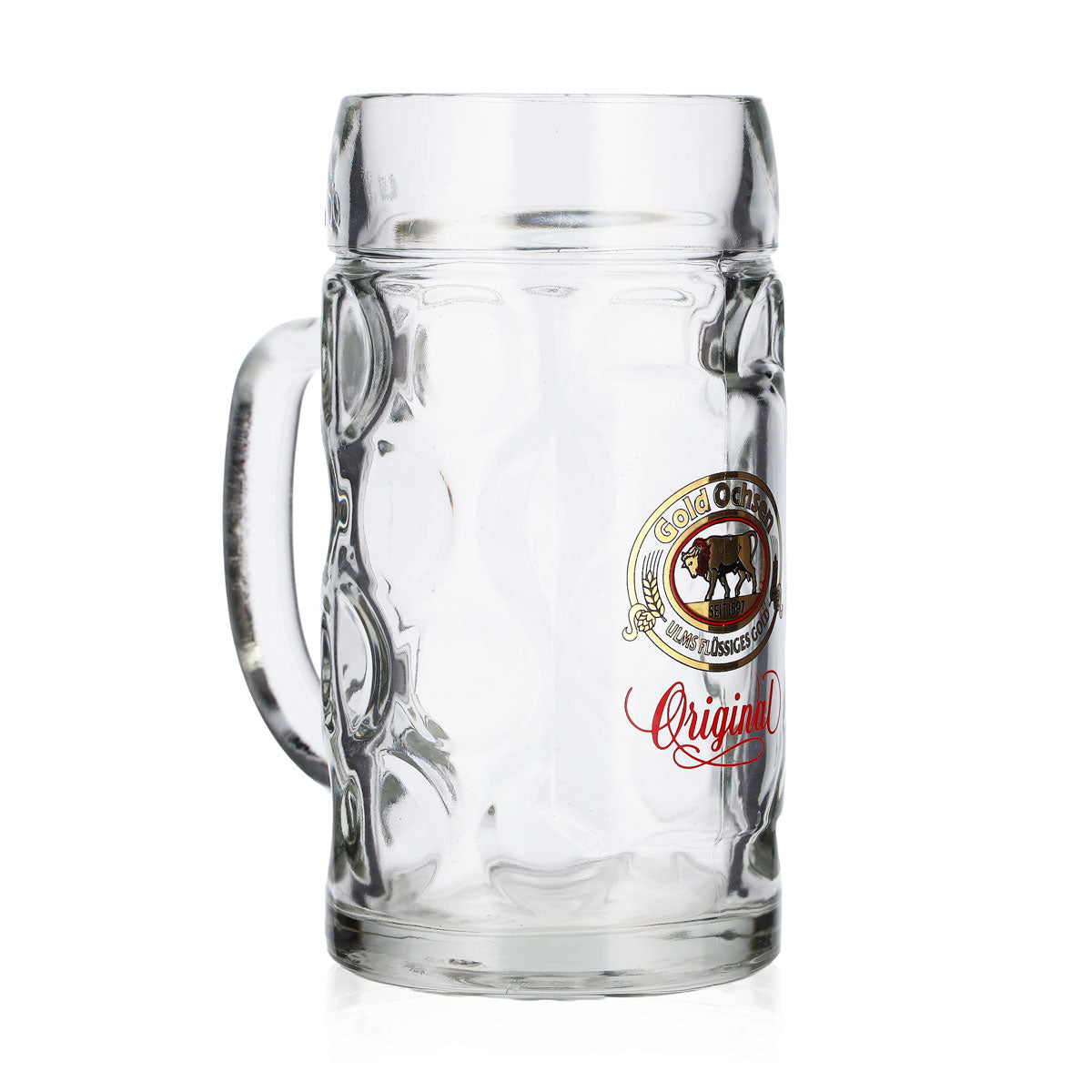 Gold Ochsen Beer Glass, 0.5-liter Mug with Golden Logo – View 2