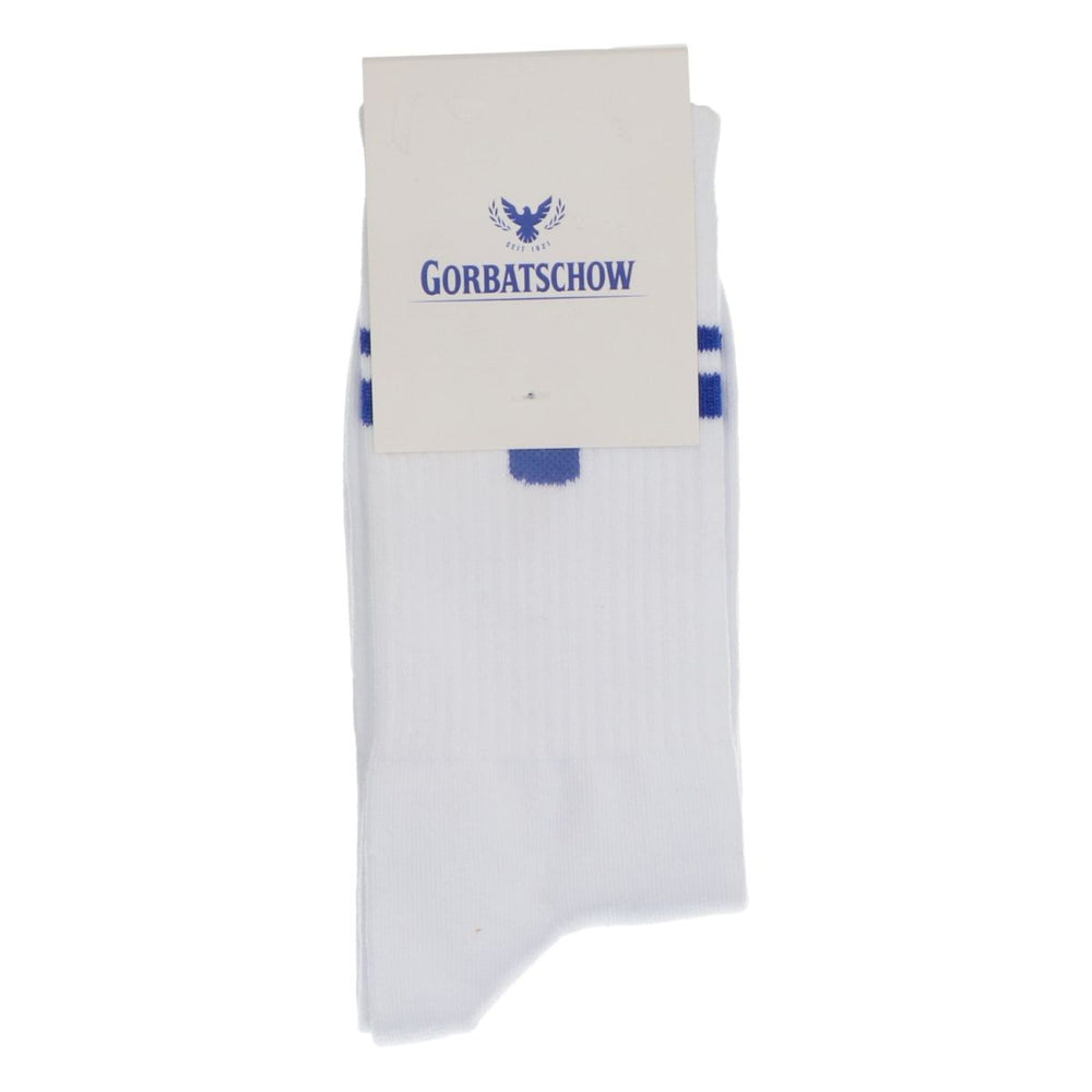 Gorbachev Socks Crew Socks White Blue Stripes Unisex Size 37-41