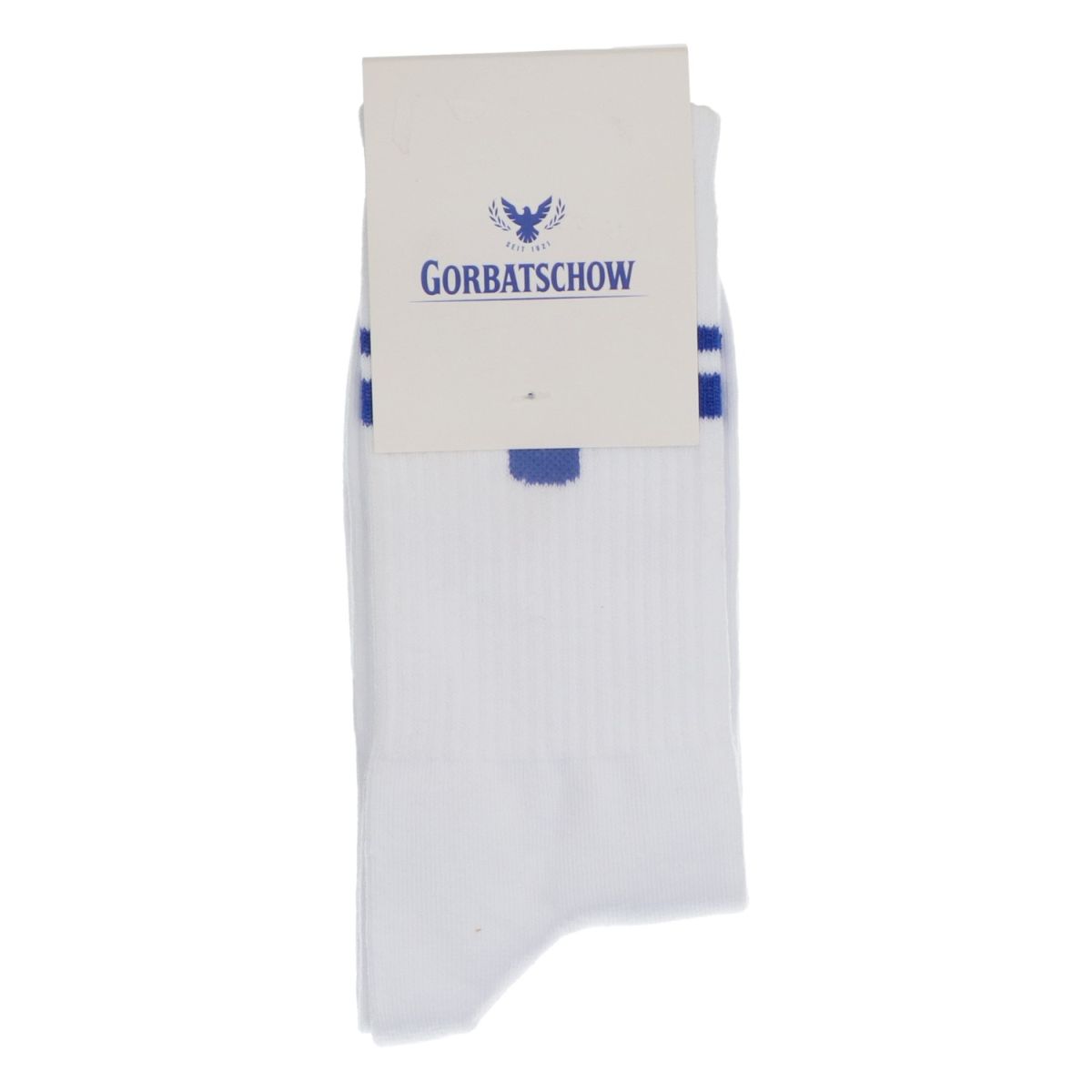 Gorbachev Socks Crew Socks White Blue Stripes Unisex Size 37-41