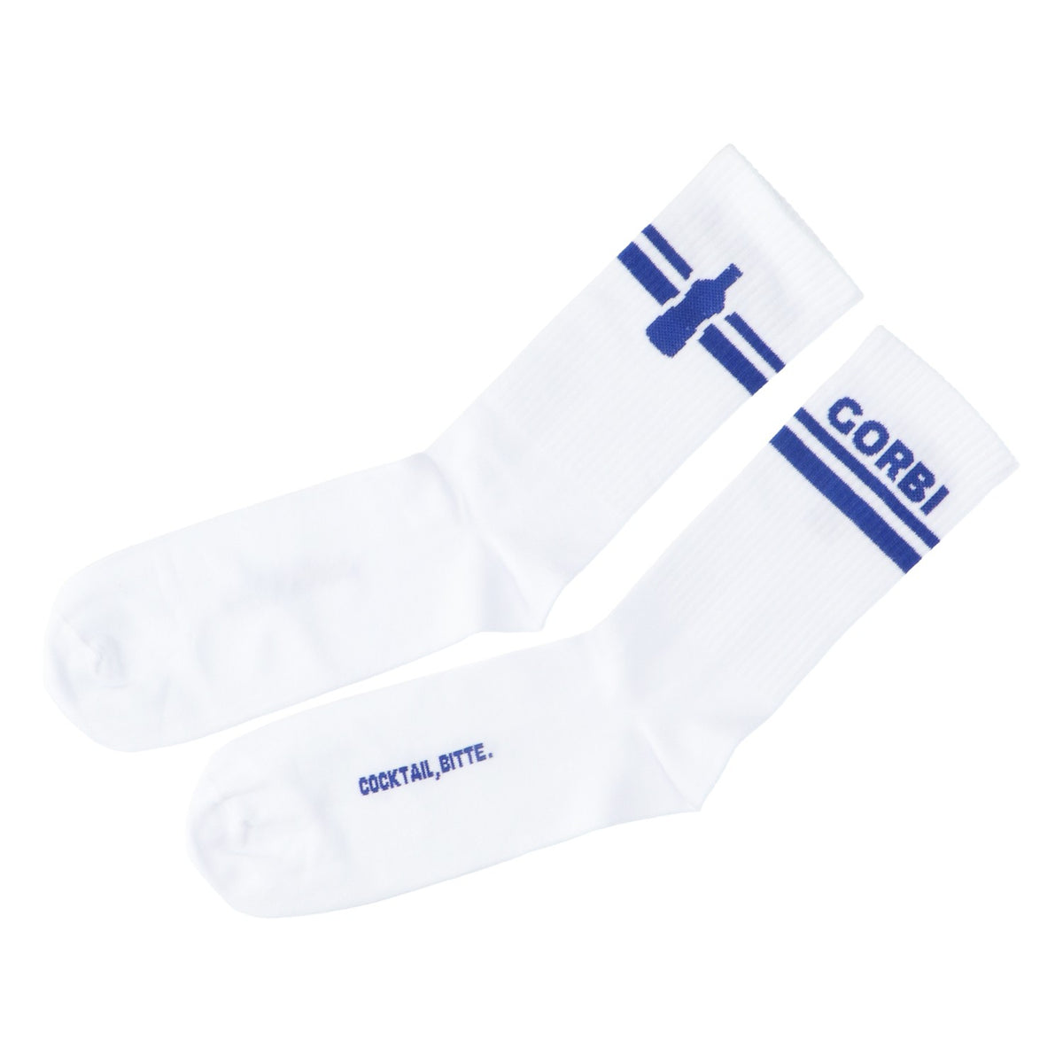 Gorbachev Socks White Blue Stripes Size 42-46 Unisex Tennis Socks Stockings