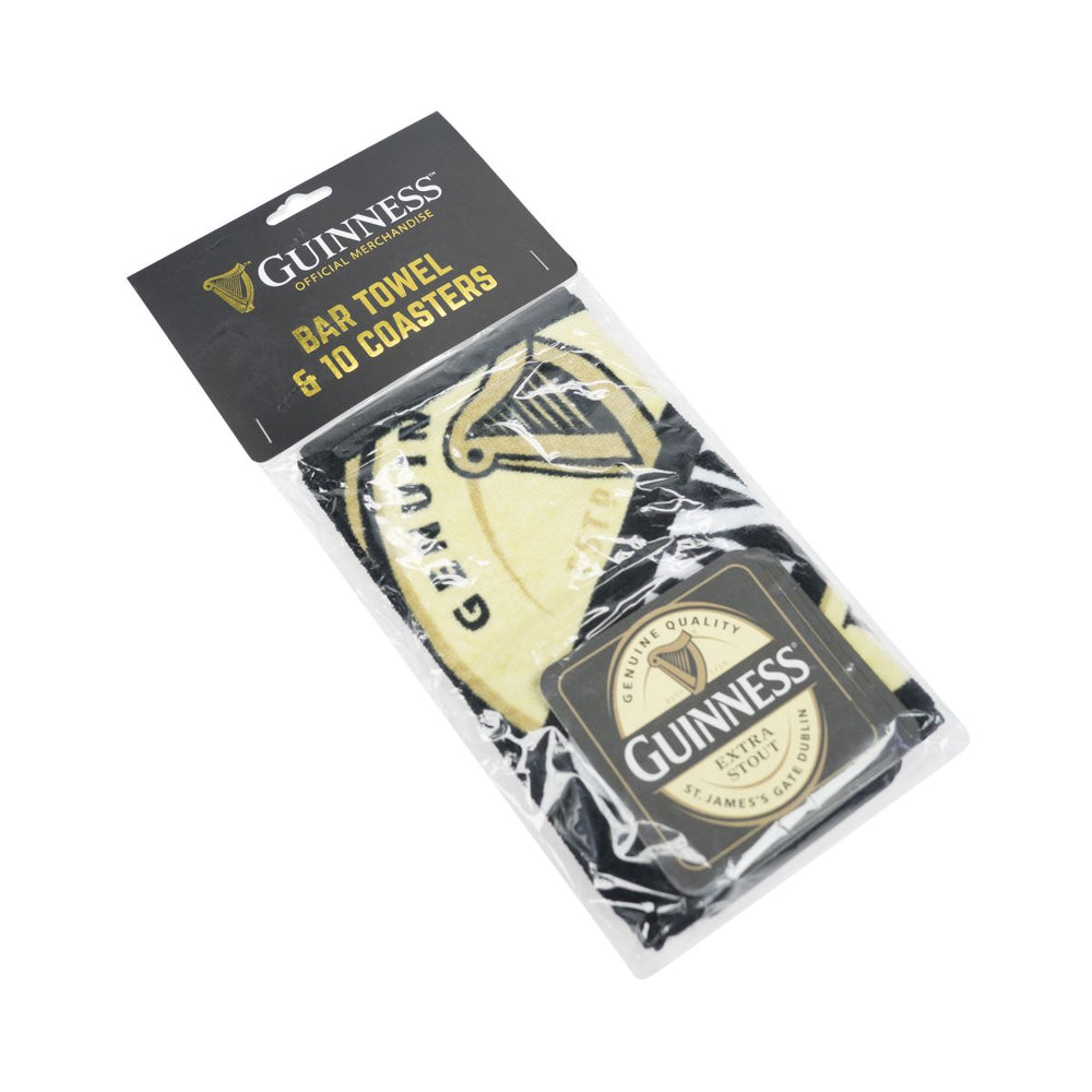 Guinness Bar Towel Set + 10 Beer Coasters Merchandise Dublin Brewery Britain
