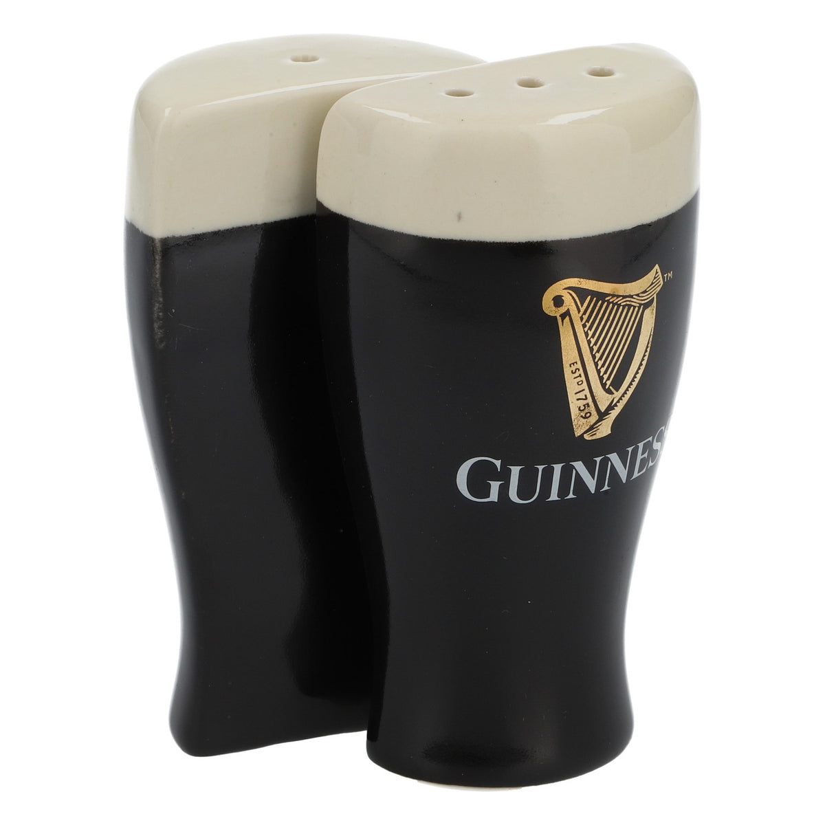 Guinness beer ceramic salt and pepper shakers as tulip beer glasses – View 3