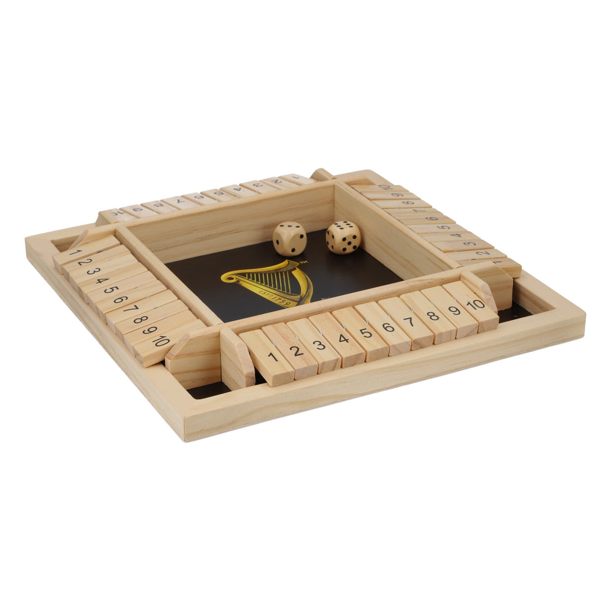 Guinness Beer Dice Game "Shut the Box" Wooden, New, Brown – View 2