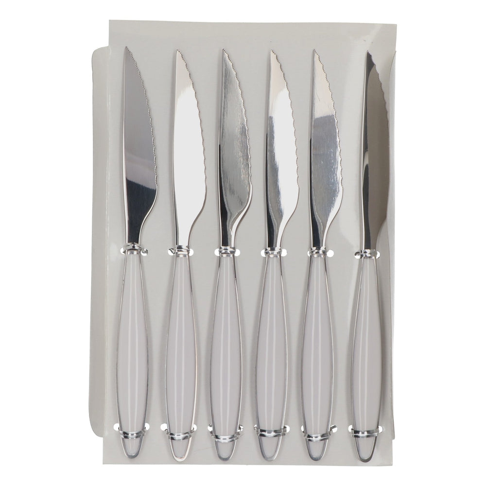 Guzzini Cooking Steak Knife Set, 6 pieces, "Feeling," 18/10 stainless steel, white