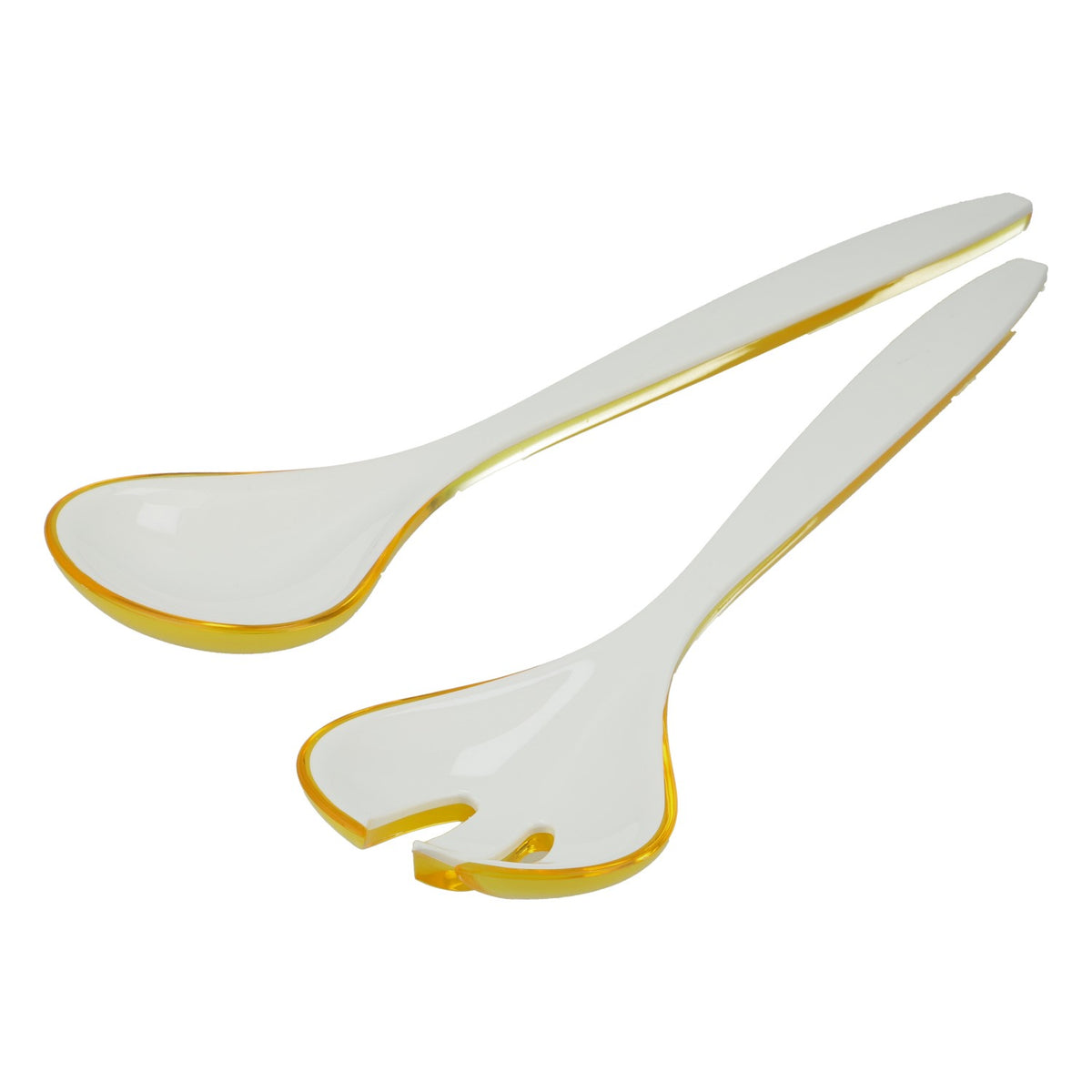 Guzzini "Vintage" Salad Servers, Yellow/White, 27.5 cm, Designer Plastic Cutlery