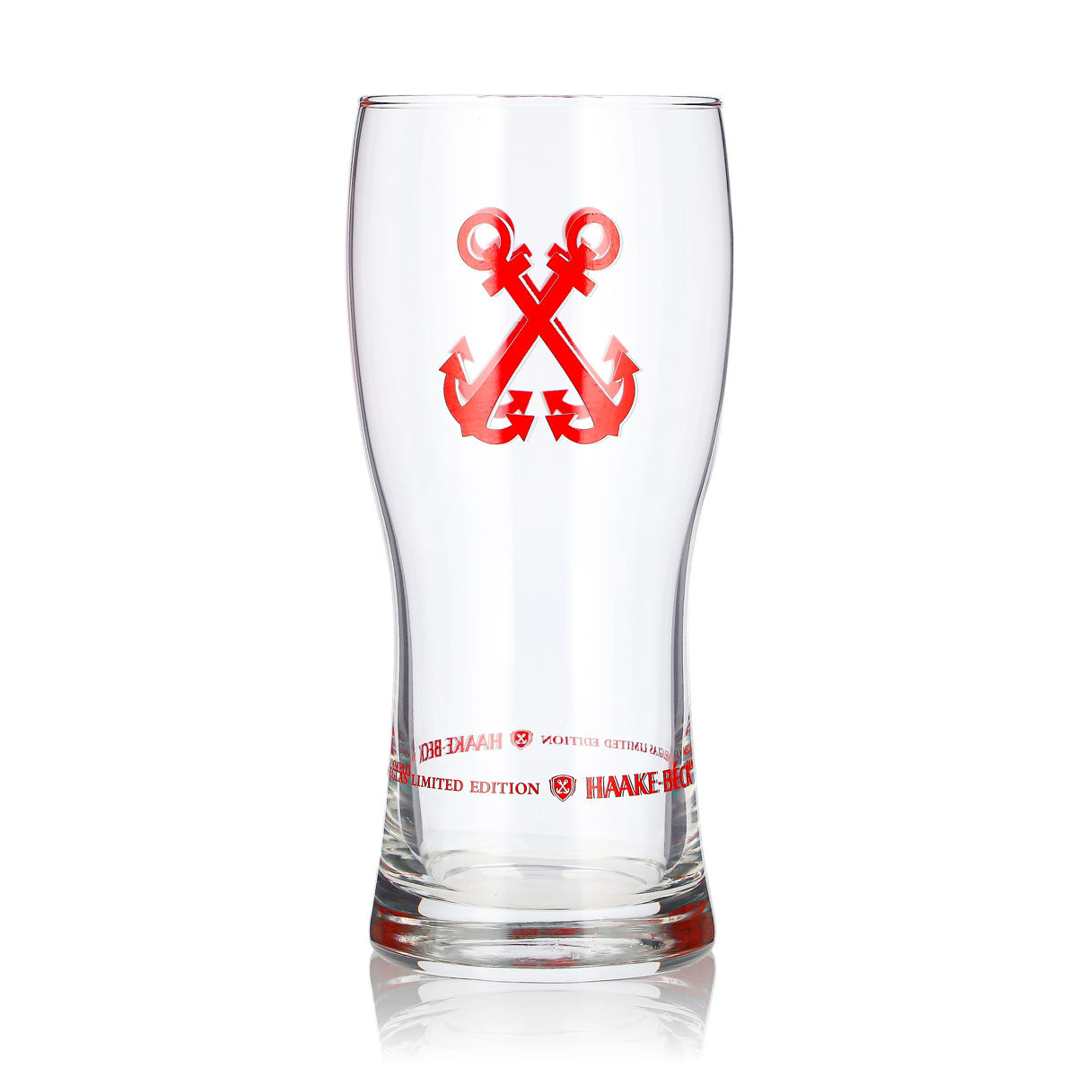 Haake Beck Beer Glass, 0.38 L, Red Logo, Collectible Glass, Limited Edition (3) Anchor