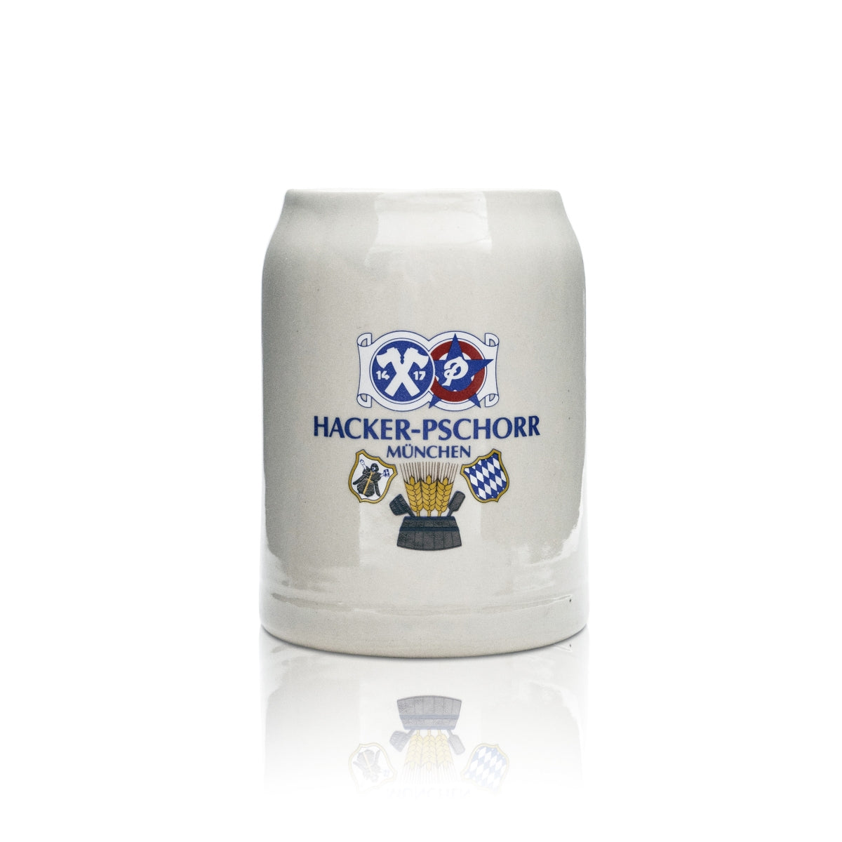 Hacker Pschorr beer mug glass 0.5 l clay tankard Seidel glasses catering Munich brewery