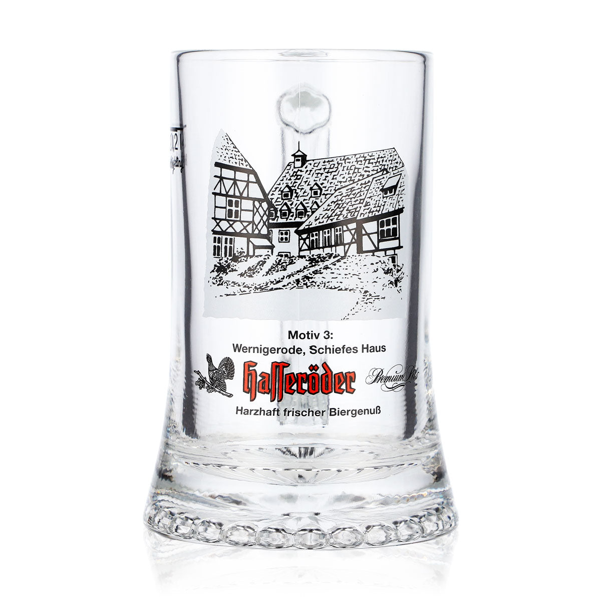 Hasseröder Beer Glass / Beer Mug, 0.2 L, Design 3: Wernigerode Leaning House, Böckling