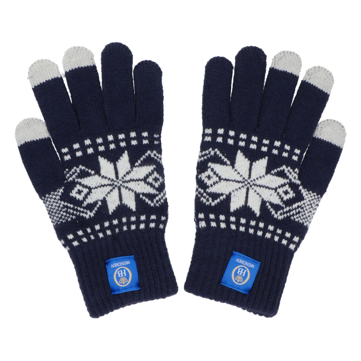HB Munich Beer Wool Winter Gloves Touchscreen Snowflakes – View 3