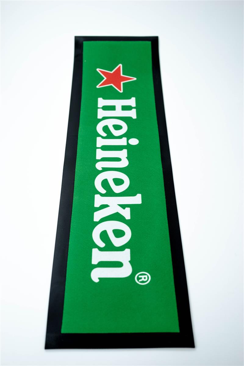 Heineken beer bar mat, drip mat, bar accessory, black, long, thin, 80 x 20