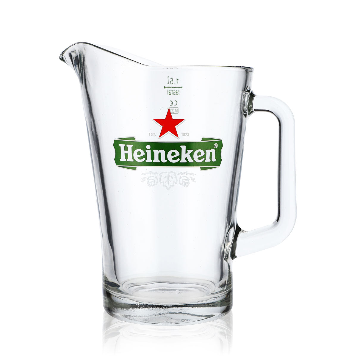 Heineken Beer Glass 1.5 L Carafe Pitcher Beer Mug Leaf Logo Rastal Louisiana