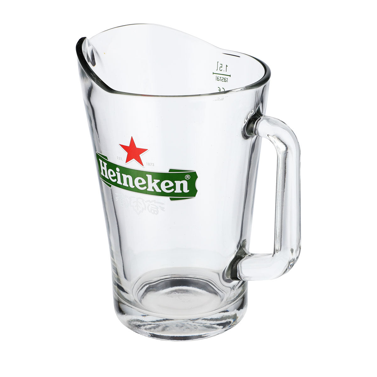 Heineken Beer Glass 1.5 L Carafe Pitcher Beer Mug Leaf Logo Rastal Louisiana – View 4