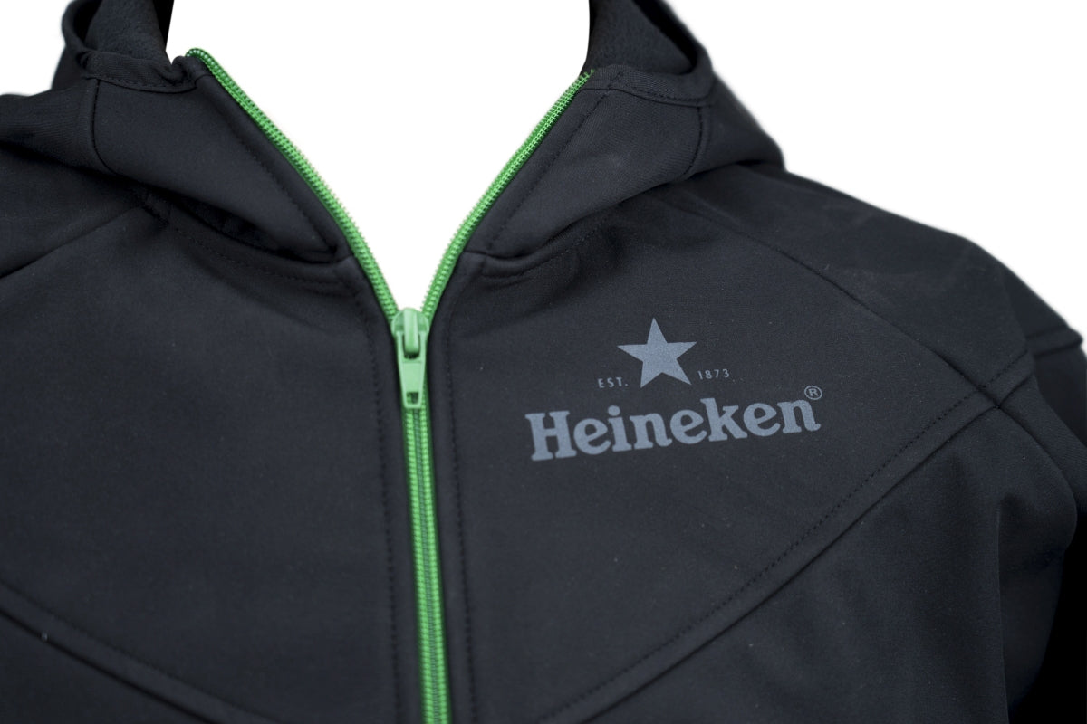 Heineken Beer Jacket Women's Size L Black/Green Softshell with Zipper – View 4