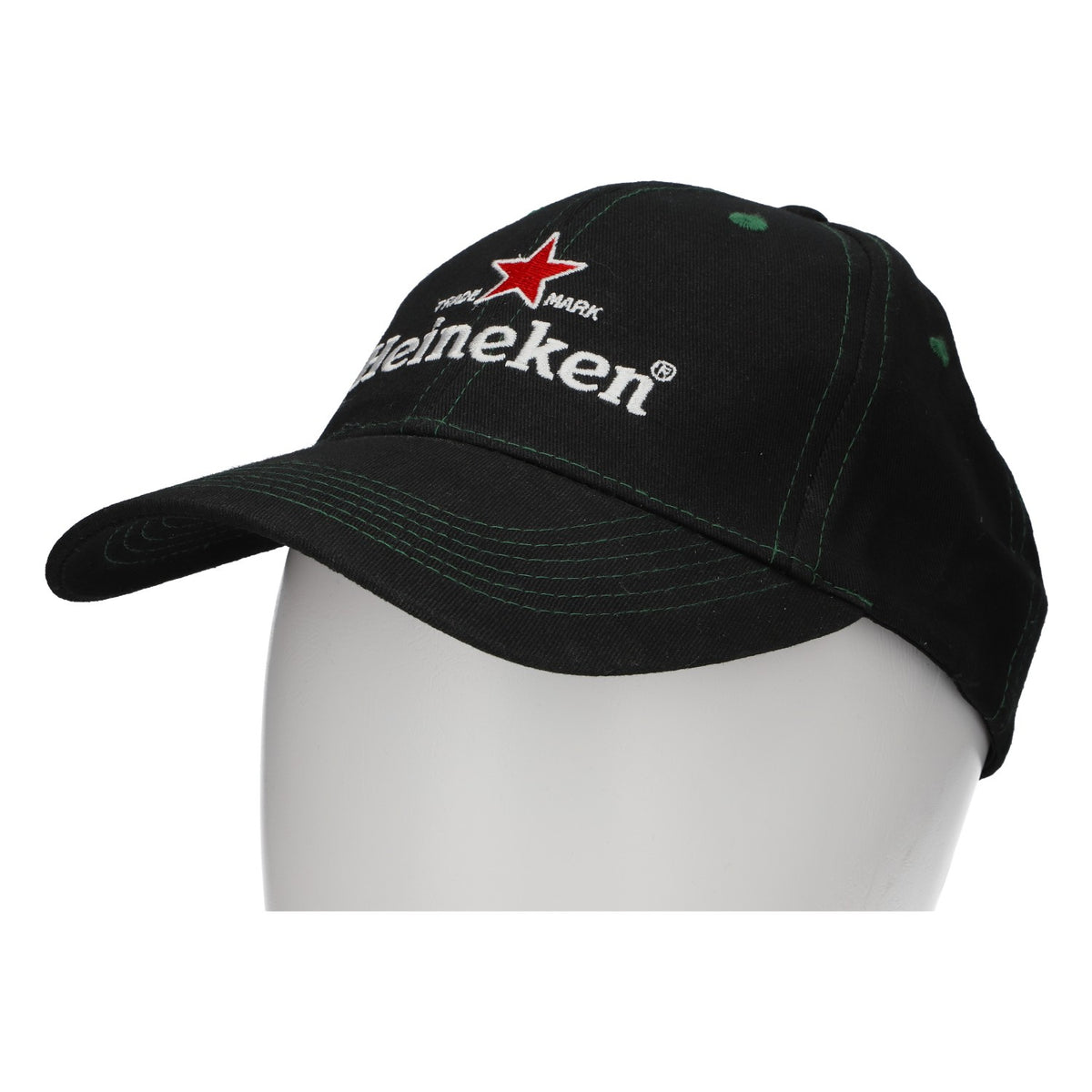 Heineken Beer Baseball Cap, Black/Green with Red Star, New, Blended Fabric