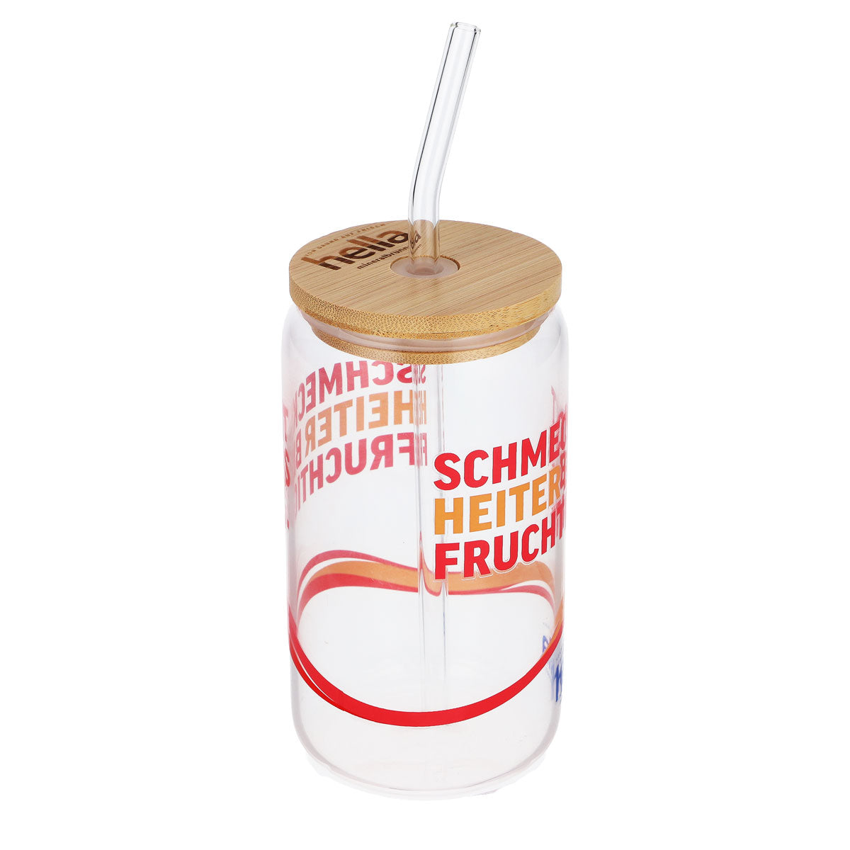 Hella Water Glass 0.49 l Wooden lid Glass Straw Tastes cheerful and fruity – View 2