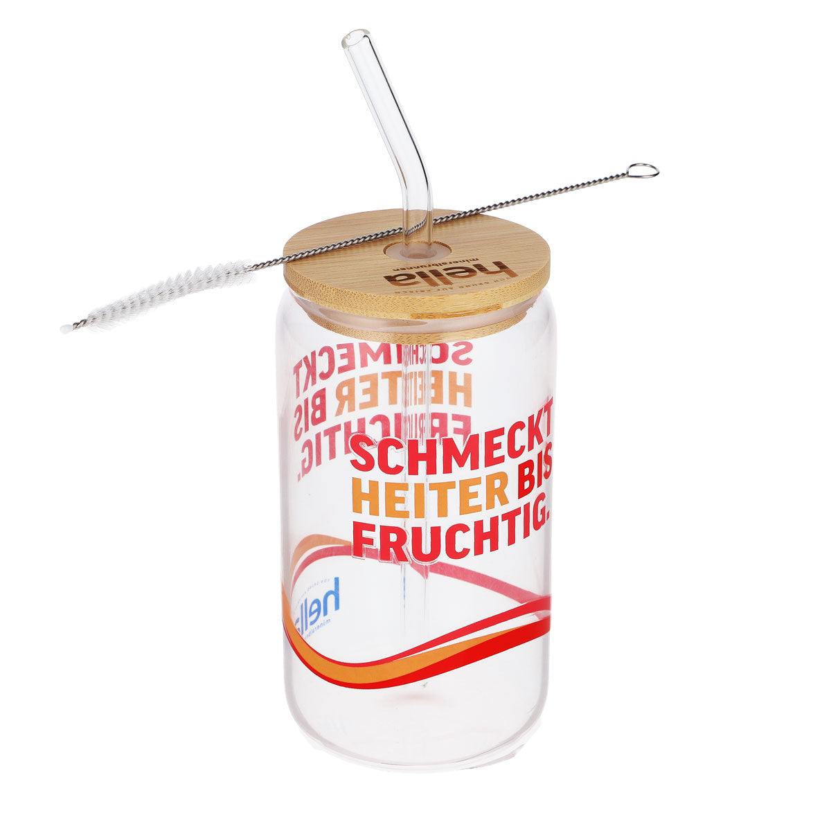 Hella Water Glass 0.49 l Wooden lid Glass Straw Tastes cheerful and fruity – View 3