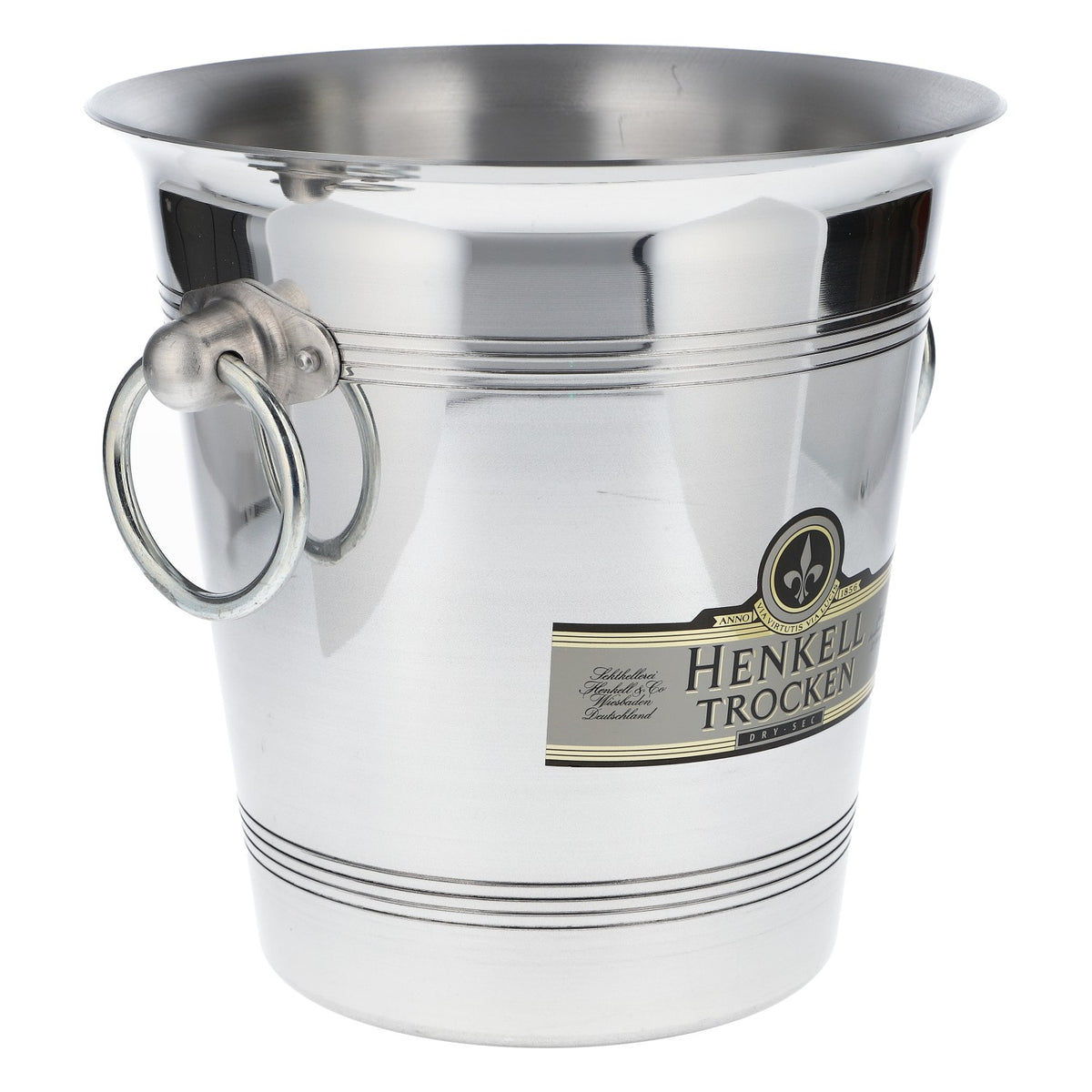Henkell Champagne Ice Bucket, Bottle Cooler, Ice Cube Container, Handle, Metal, Silver – View 2