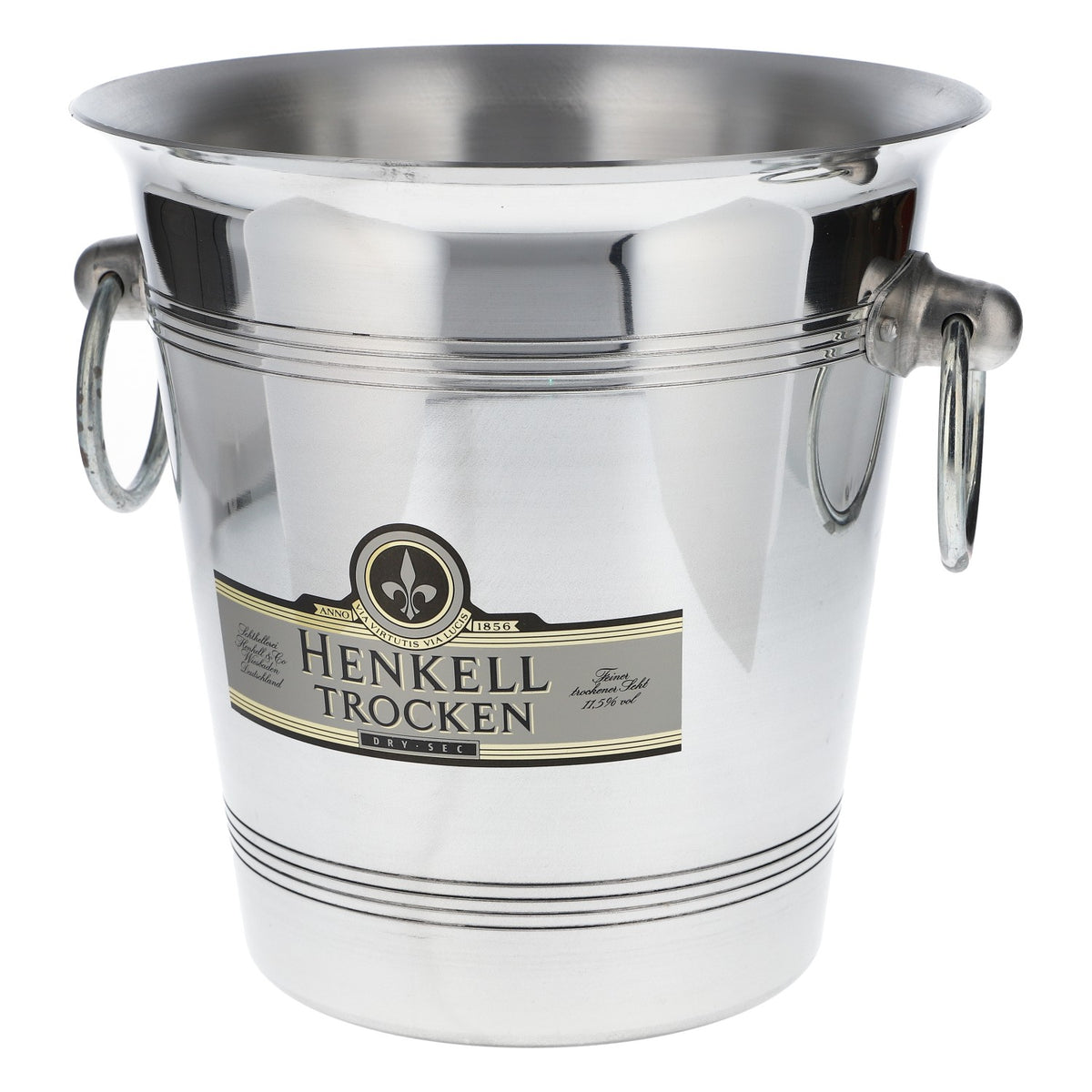 Henkell Champagne Ice Bucket, Bottle Cooler, Ice Cube Container, Handle, Metal, Silver – View 4