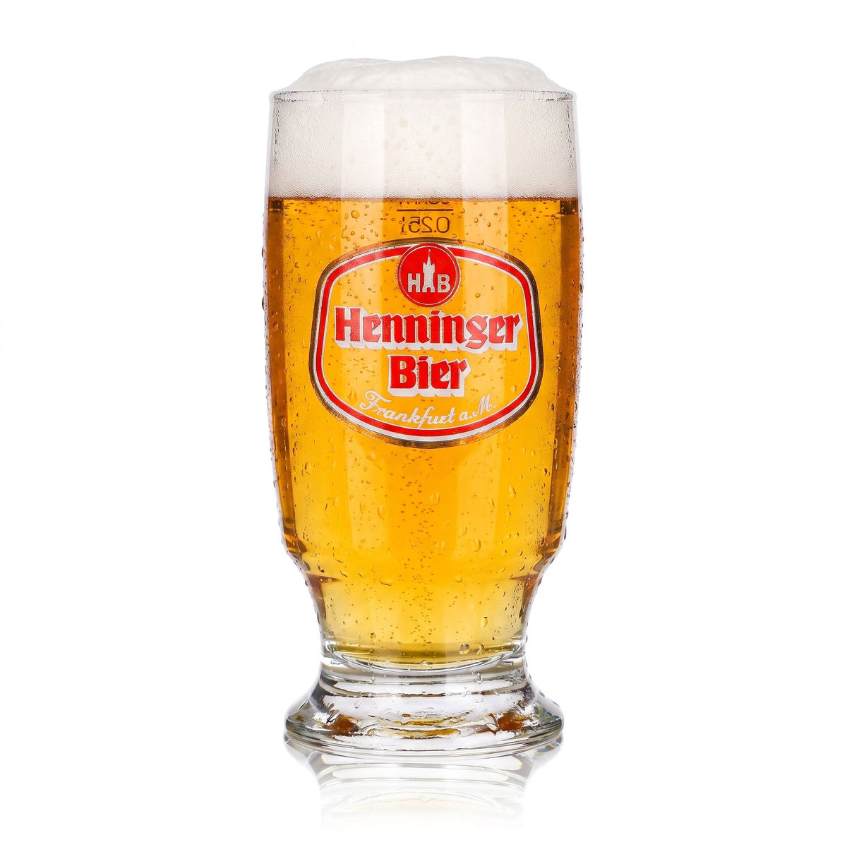 Henninger Beer Glass, 0.25 L Mug, Red Logo, Sahm